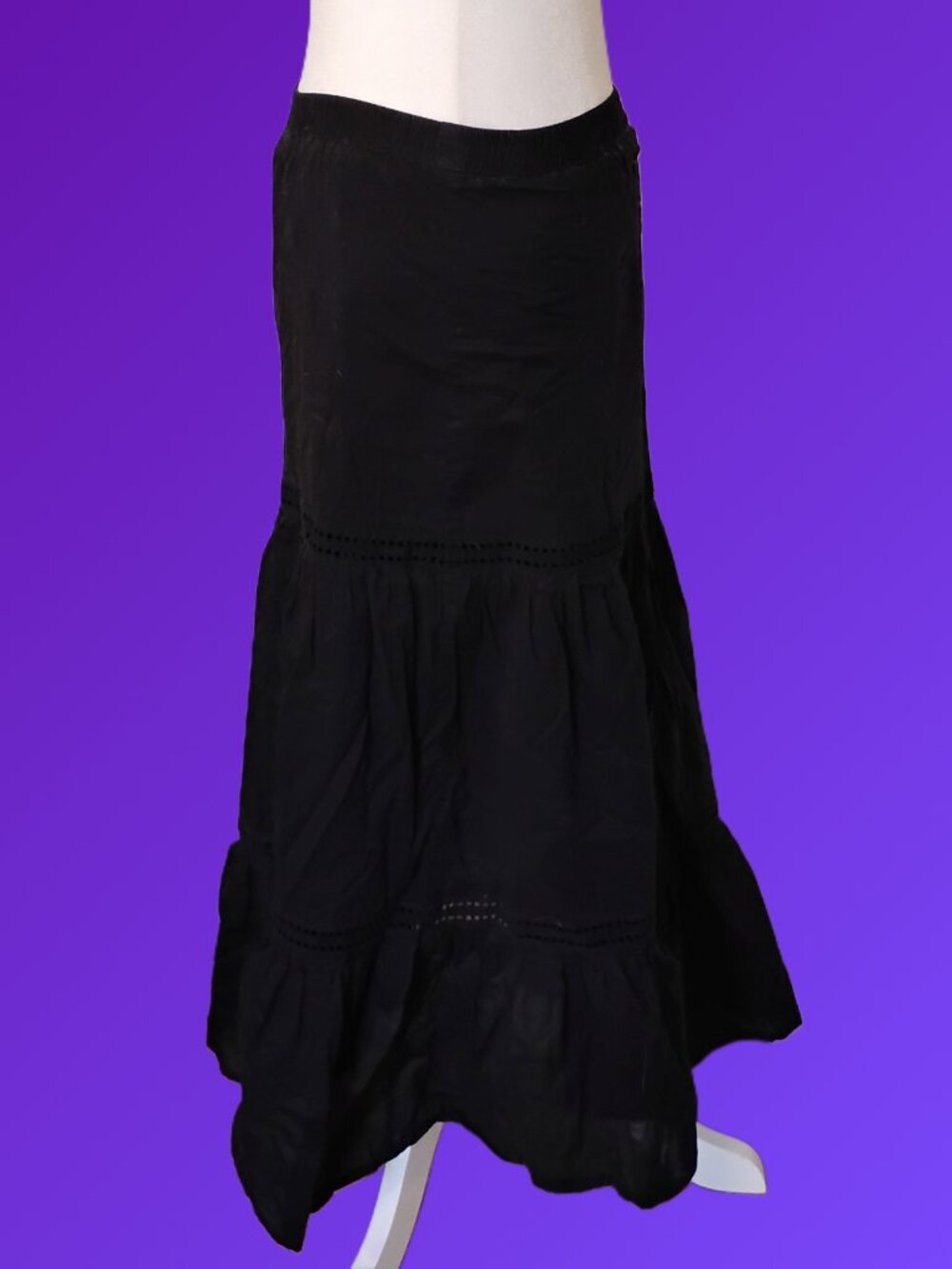 Women's Long Black Whimsigoth Cotton Maxi Skirt